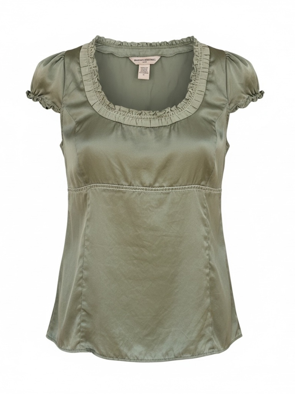 Banana Republic Sage Green Ruffled Scoop Neck Top